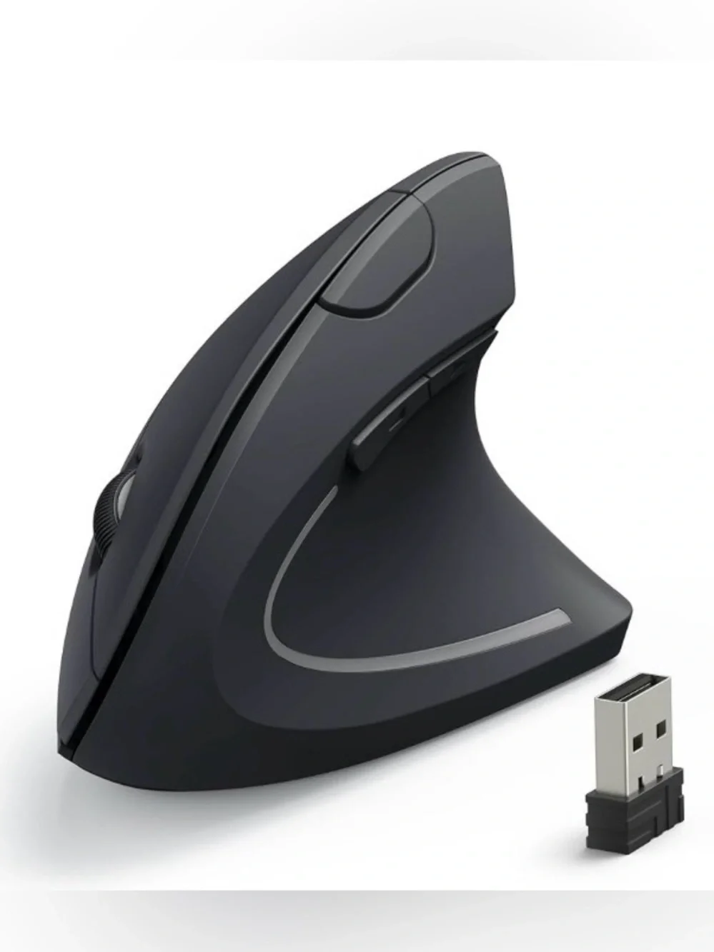 Anker 2.4G Wireless Vertical Ergonomic Mouse Black USB Receiver Included